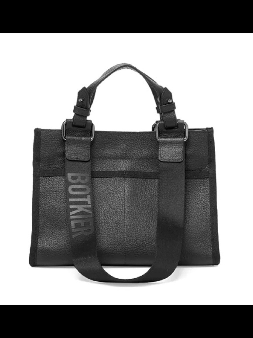 Botkier Black Pebbled Leather Bedford Mini Satchel with Logo Strap. Like New.